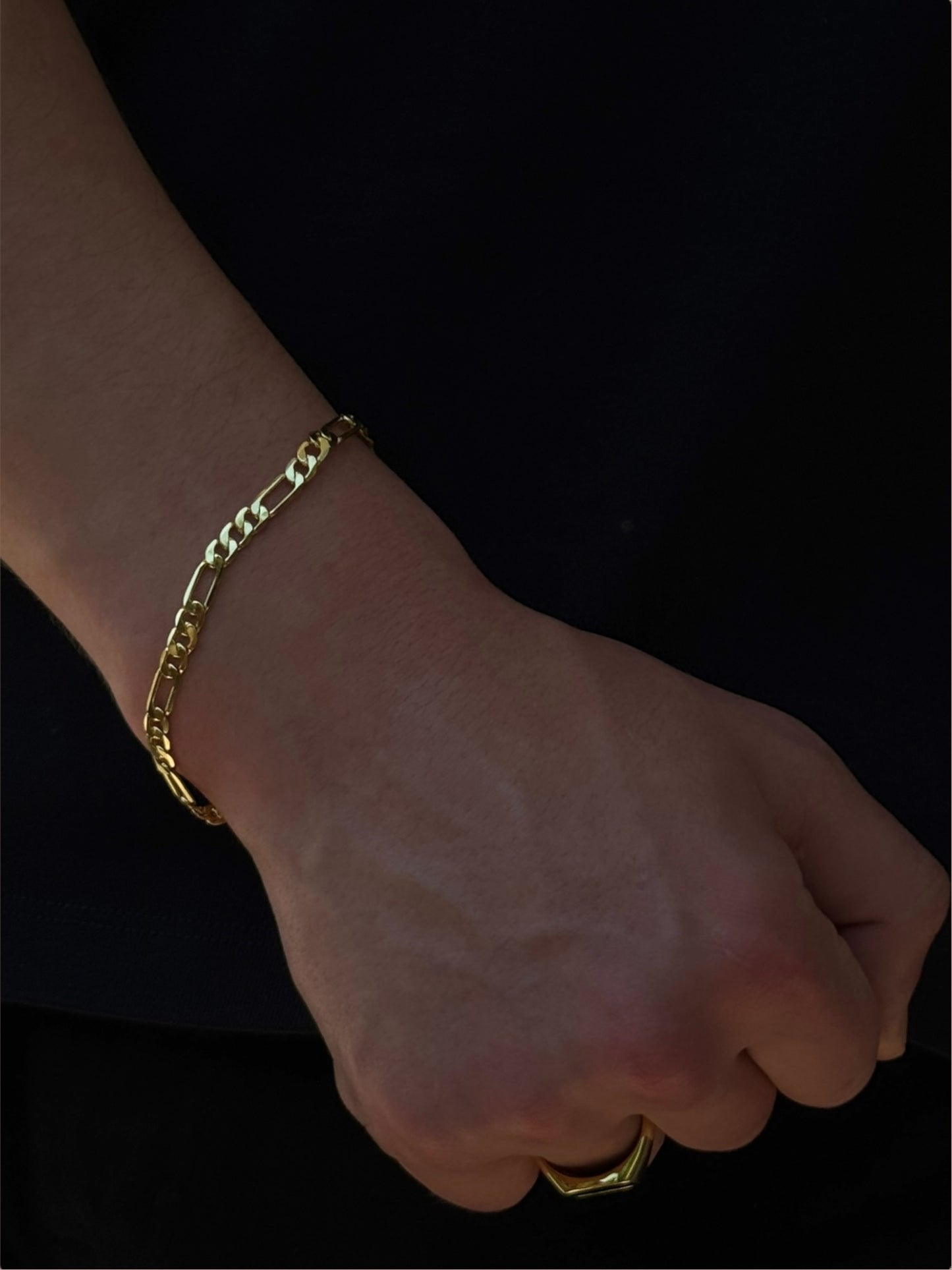 Bracelet Figaro pour homme, taille diamant, argent 925, plaqué or 18 carats, unisexe
