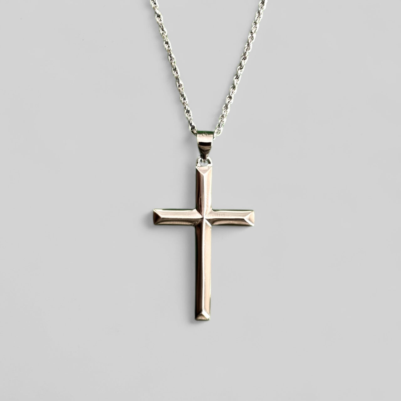 Men's necklace solid cross chain with diamond cut – 925 silver 18K gold-plated, unisex