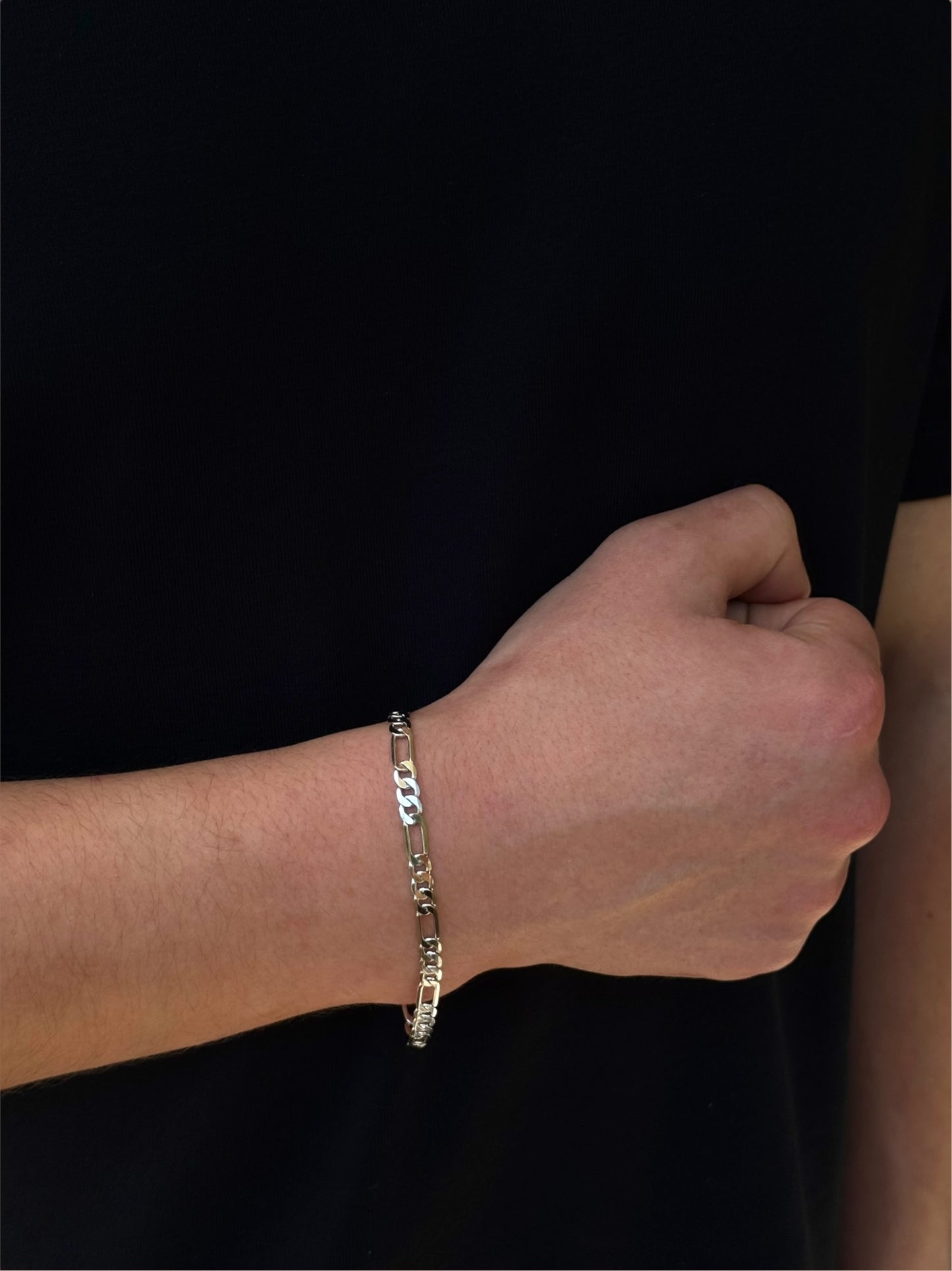 Men's bracelet with diamond-cut Cuban link chain – 925 silver, 18K gold-plated, unisex