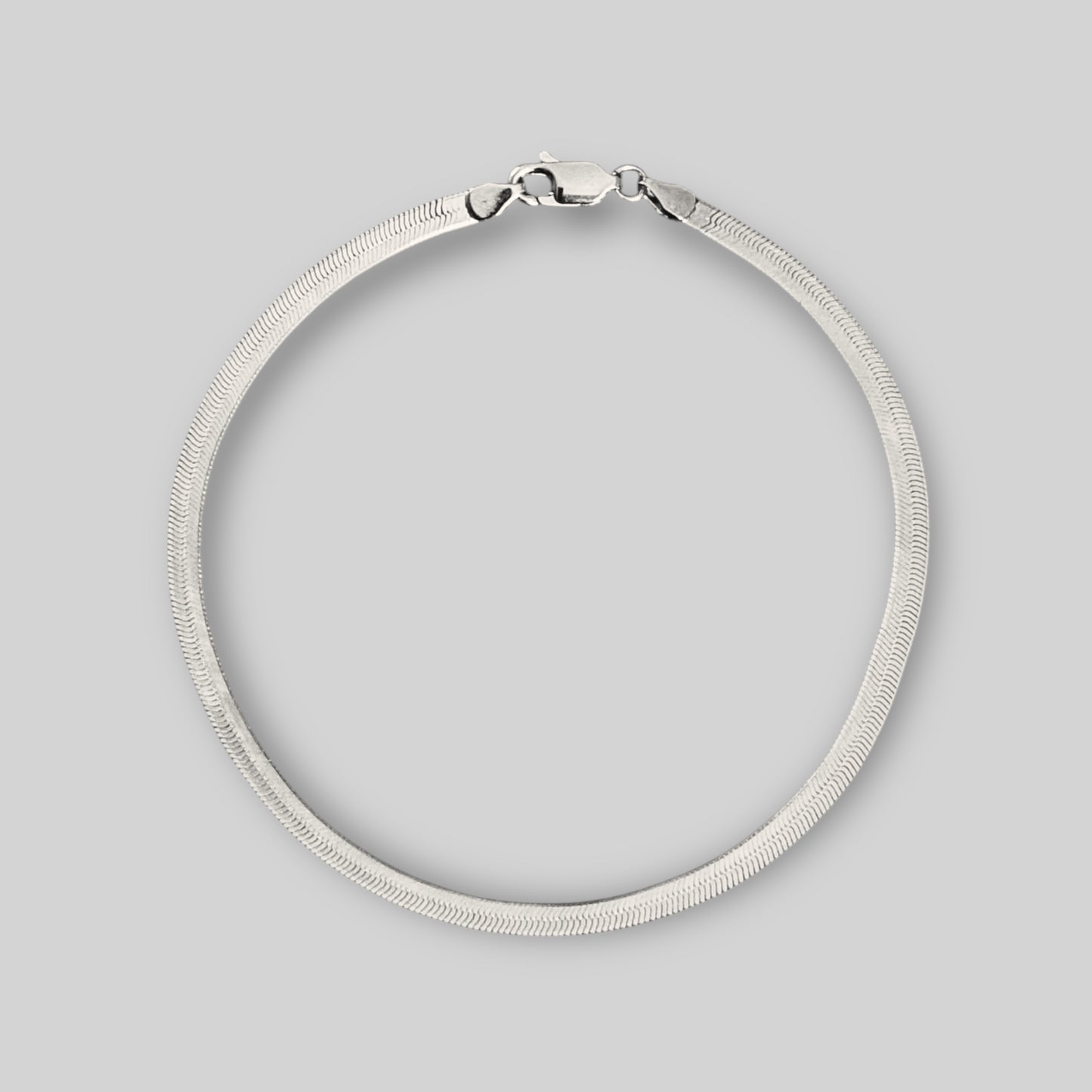 Herren Armband mit flacher Schlangenkette, Herringbone-Kette – 925 Silber, 18K vergoldet, Unisex