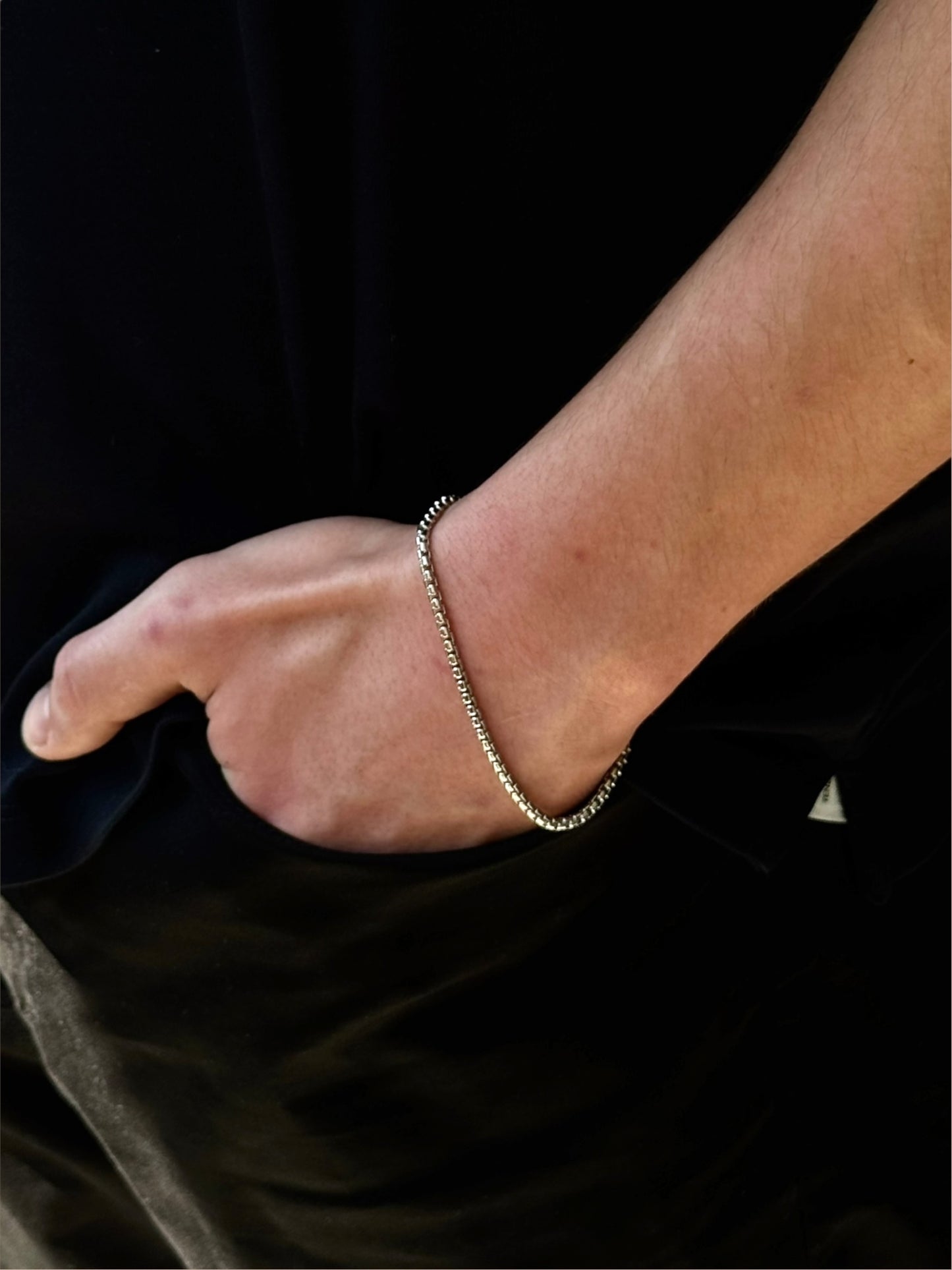 Men's - Classic solid bracelet - 925 silver, 18K gold-plated, unisex, available in 2 sizes