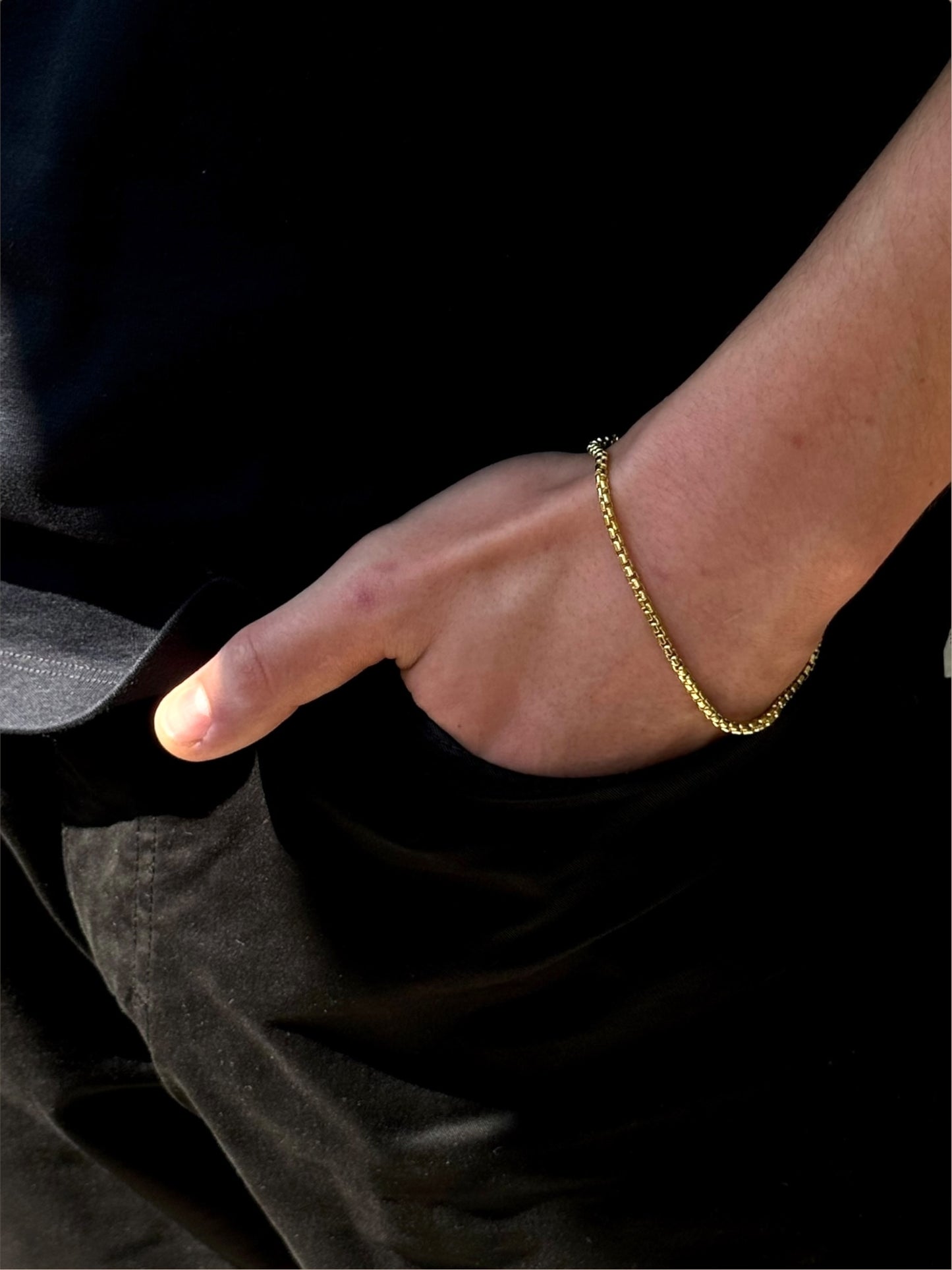 Men's - Classic solid bracelet - 925 silver, 18K gold-plated, unisex, available in 2 sizes