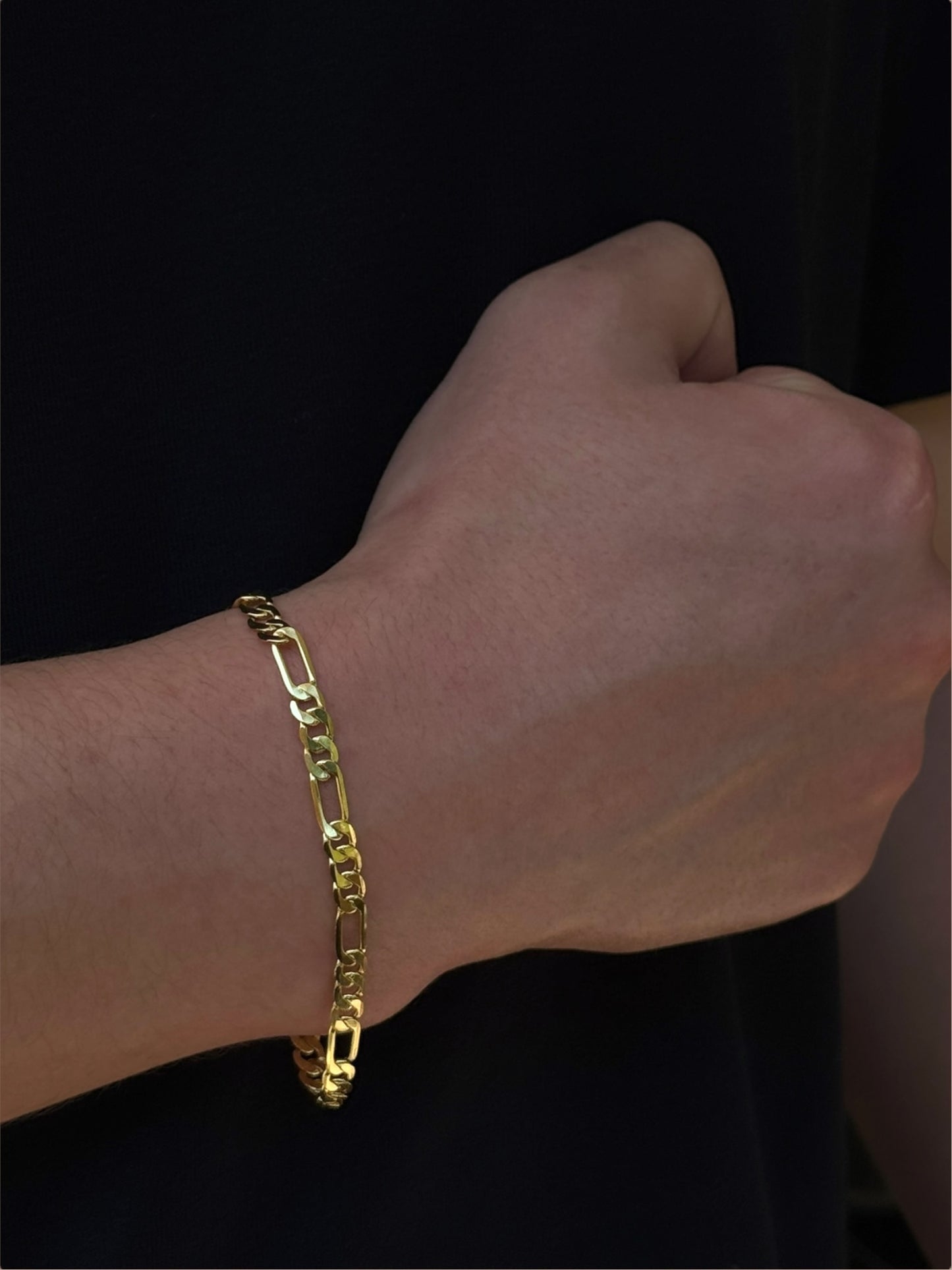 Bracelet Figaro pour homme, taille diamant, argent 925, plaqué or 18 carats, unisexe