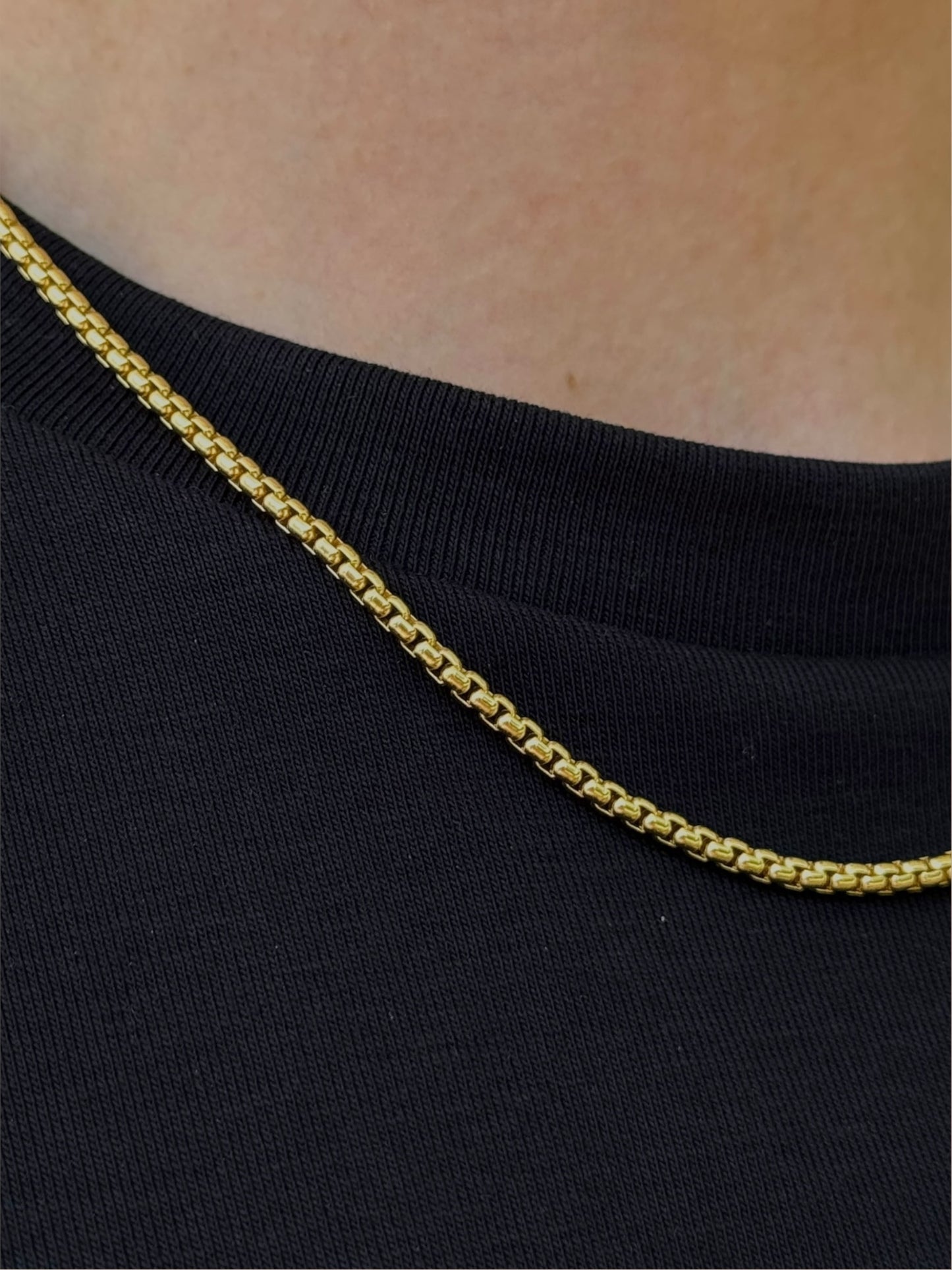 Men's - Classic solid Lux necklace - 925 silver, 18K gold-plated, unisex