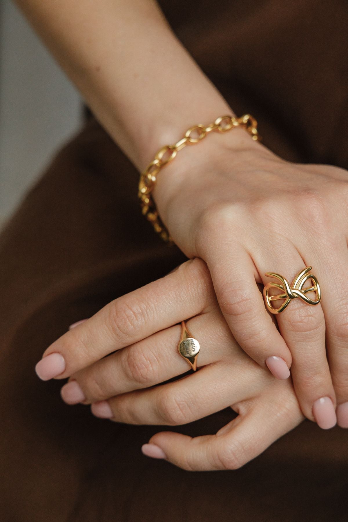 Statement Chunky Vintage Chain Bracelet made of 925 silver gold-plated