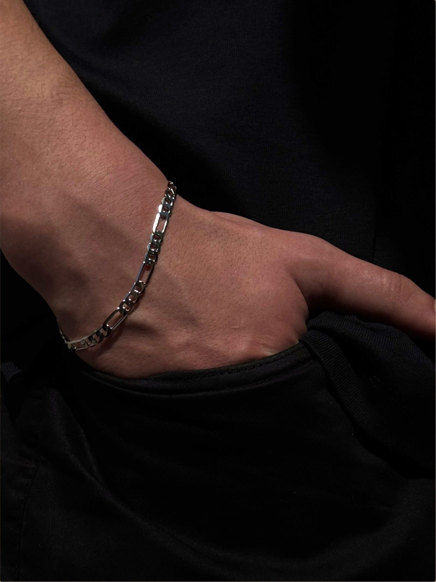 Bracelet Figaro pour homme, taille diamant, argent 925, plaqué or 18 carats, unisexe