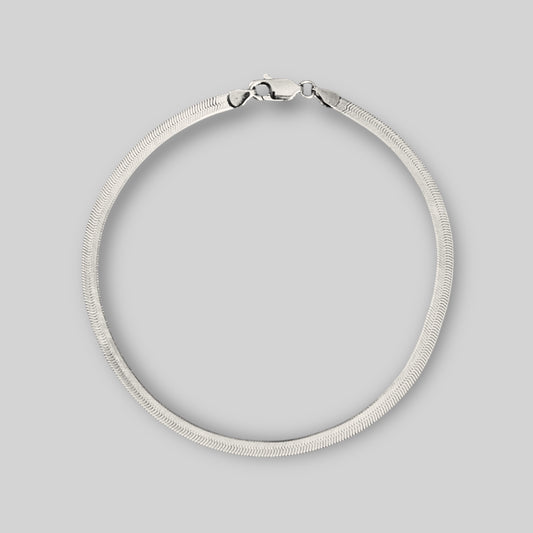 Men's bracelet with flat snake chain, herringbone chain – 925 silver, 18K gold-plated, unisex