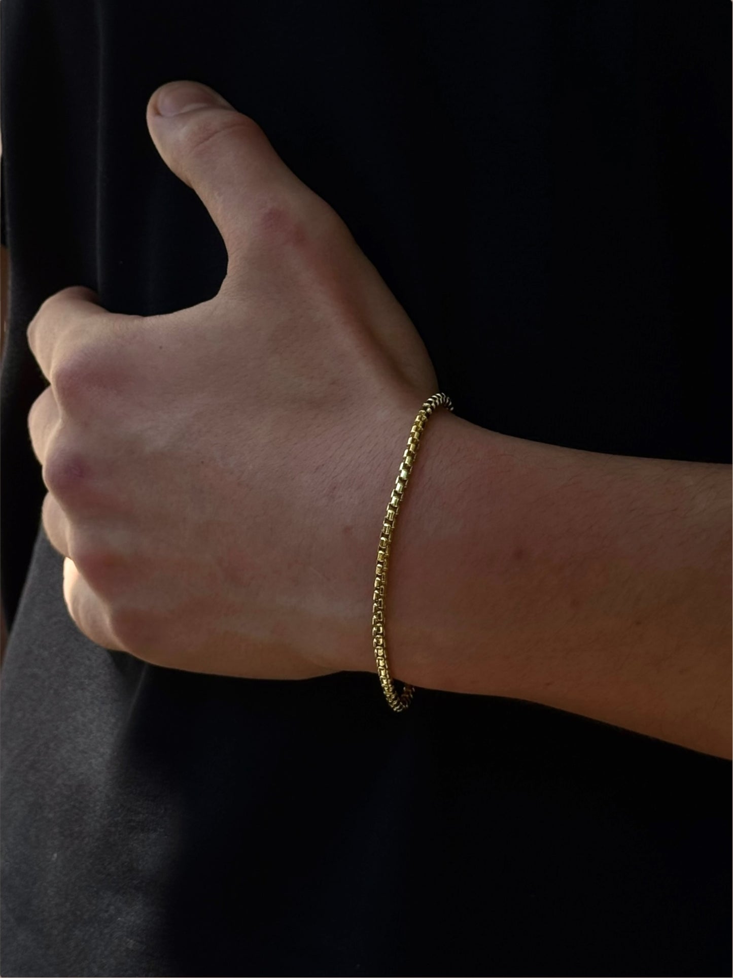 Men's - Classic solid bracelet - 925 silver, 18K gold-plated, unisex, available in 2 sizes