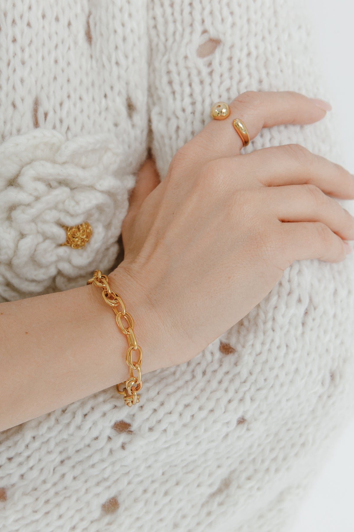 Statement Chunky Vintage Chain Bracelet made of 925 silver gold-plated