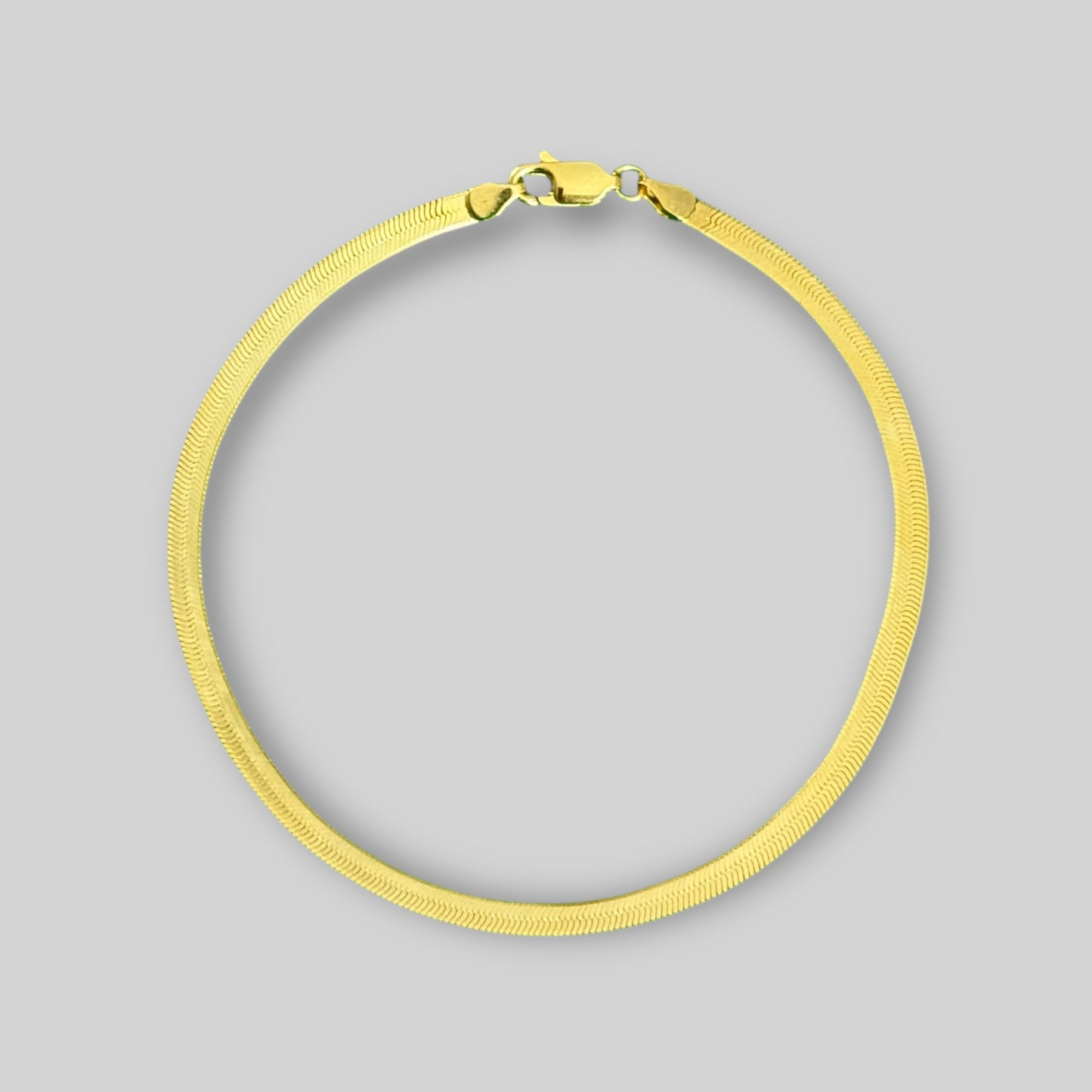 Men's bracelet with flat snake chain, herringbone chain – 925 silver, 18K gold-plated, unisex
