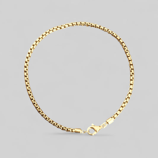 Men's - Classic solid bracelet - 925 silver, 18K gold-plated, unisex, available in 2 sizes